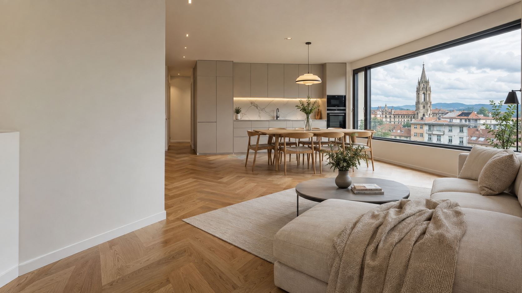 Apartamento terminado tras una reforma integral con vistas de Oviedo desde el salón